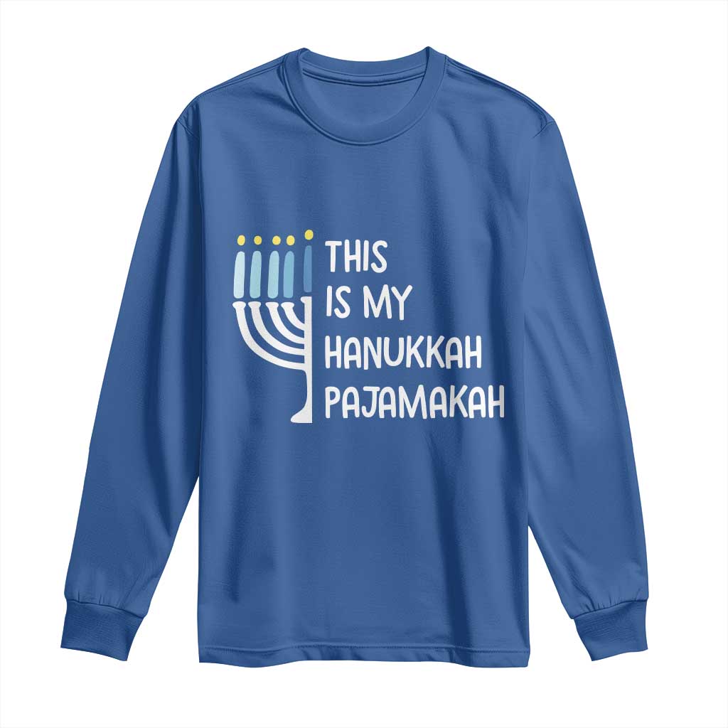 Funny Hanukkah Pajama Long Sleeve Shirt This is My Pajamakah Gift Chanukah - Wonder Print Shop