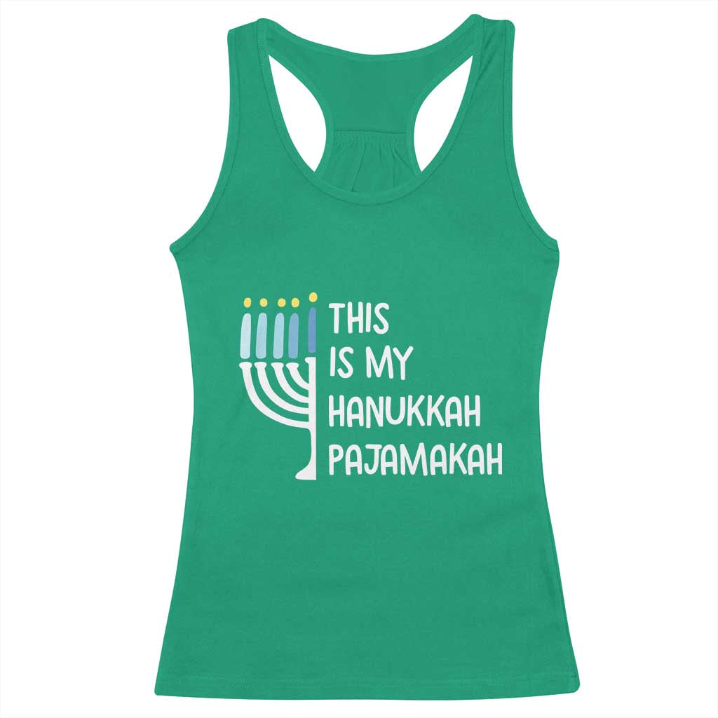 Funny Hanukkah Pajama Racerback Tank Top This is My Pajamakah Gift Chanukah - Wonder Print Shop