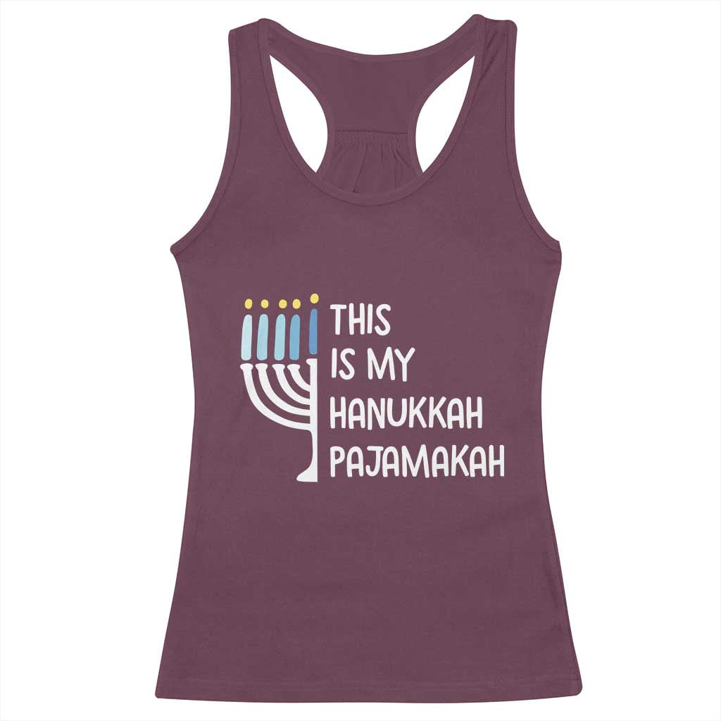 Funny Hanukkah Pajama Racerback Tank Top This is My Pajamakah Gift Chanukah - Wonder Print Shop