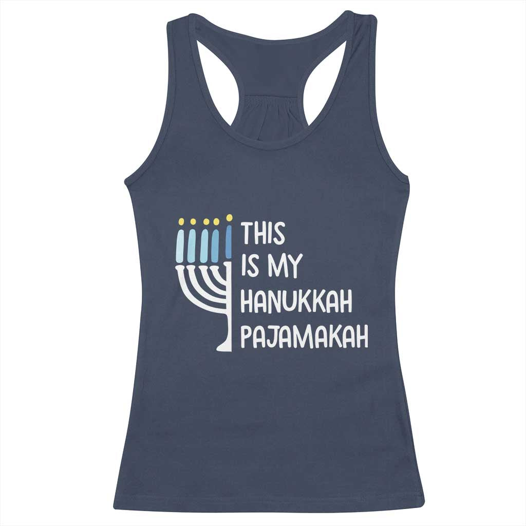 Funny Hanukkah Pajama Racerback Tank Top This is My Pajamakah Gift Chanukah - Wonder Print Shop