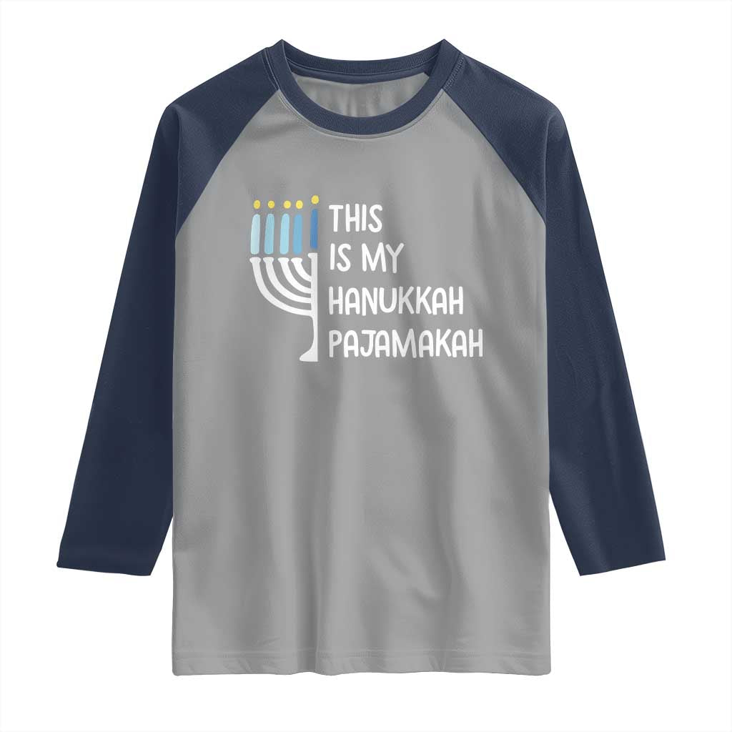 Funny Hanukkah Pajama Raglan Shirt This is My Pajamakah Gift Chanukah - Wonder Print Shop