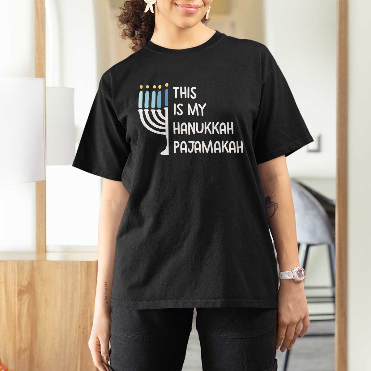 Funny Hanukkah Pajama T Shirt For Women This is My Pajamakah Gift Chanukah - Wonder Print Shop