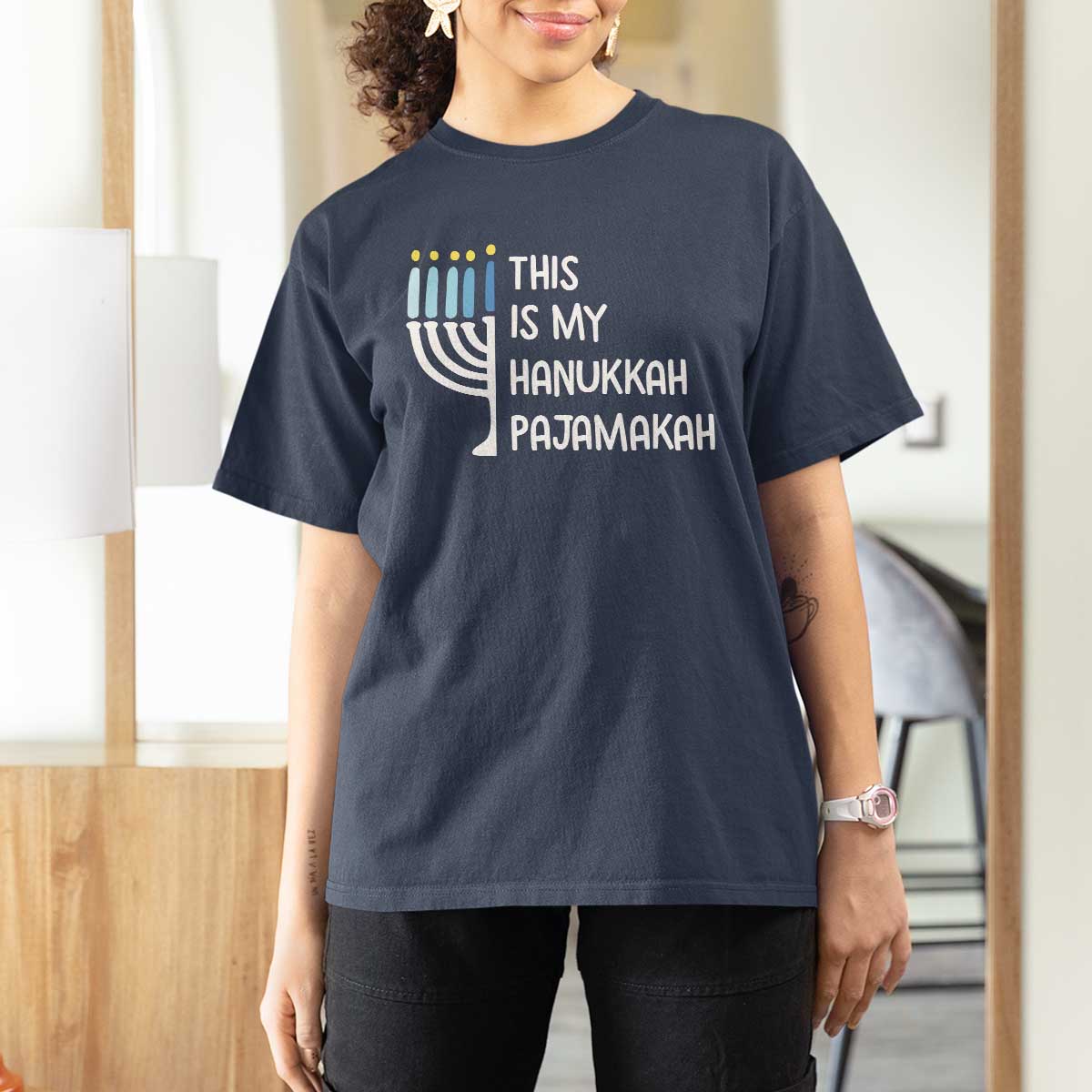 Funny Hanukkah Pajama T Shirt For Women This is My Pajamakah Gift Chanukah - Wonder Print Shop