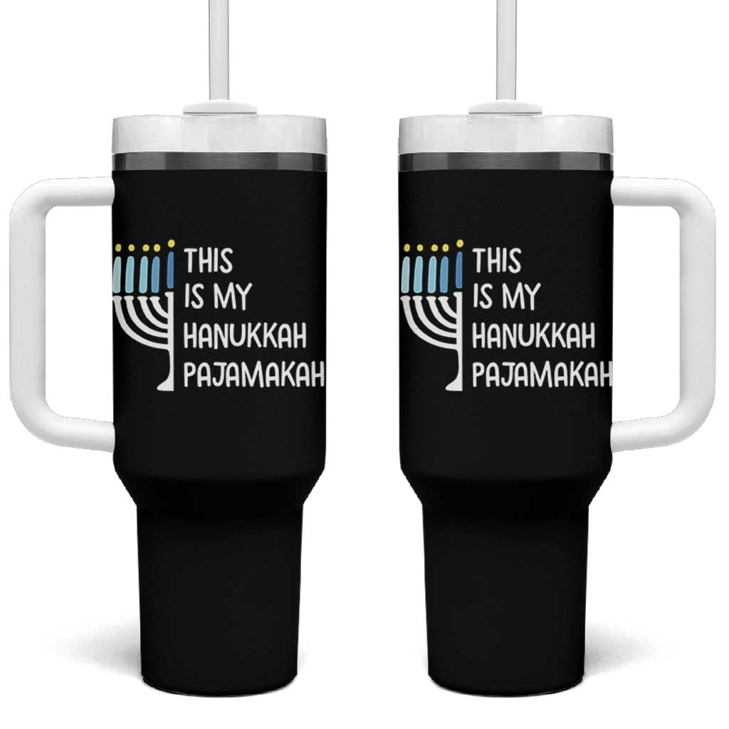 Funny Hanukkah Pajama Tumbler With Handle This is My Pajamakah Gift Chanukah - Wonder Print Shop