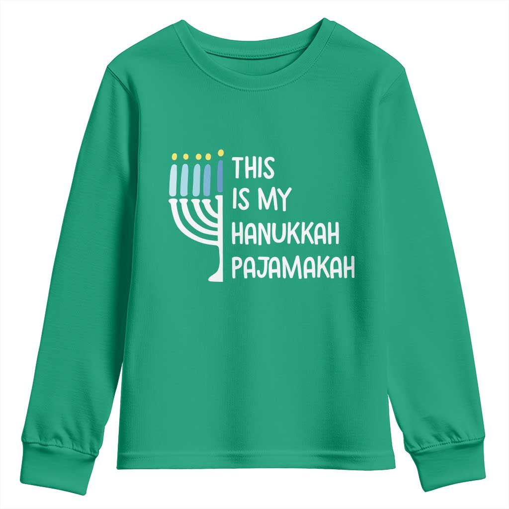 Funny Hanukkah Pajama Youth Sweatshirt This is My Pajamakah Gift Chanukah - Wonder Print Shop