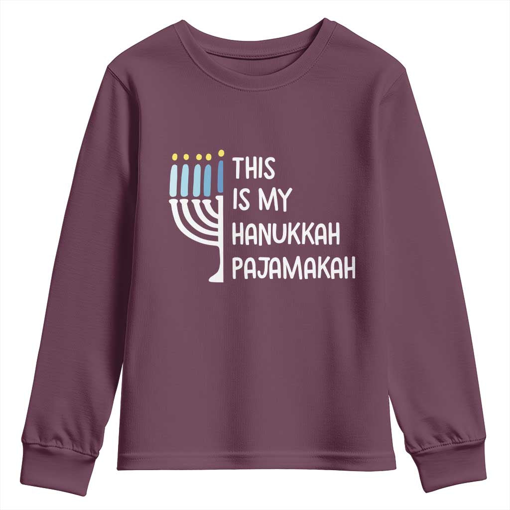 Funny Hanukkah Pajama Youth Sweatshirt This is My Pajamakah Gift Chanukah - Wonder Print Shop