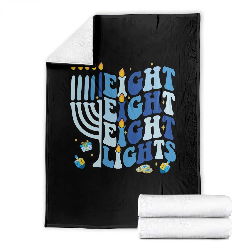 Happy Hanukkah Throw Blanket Retro Groovy Eight Nights and Eight Lights - Wonder Print Shop