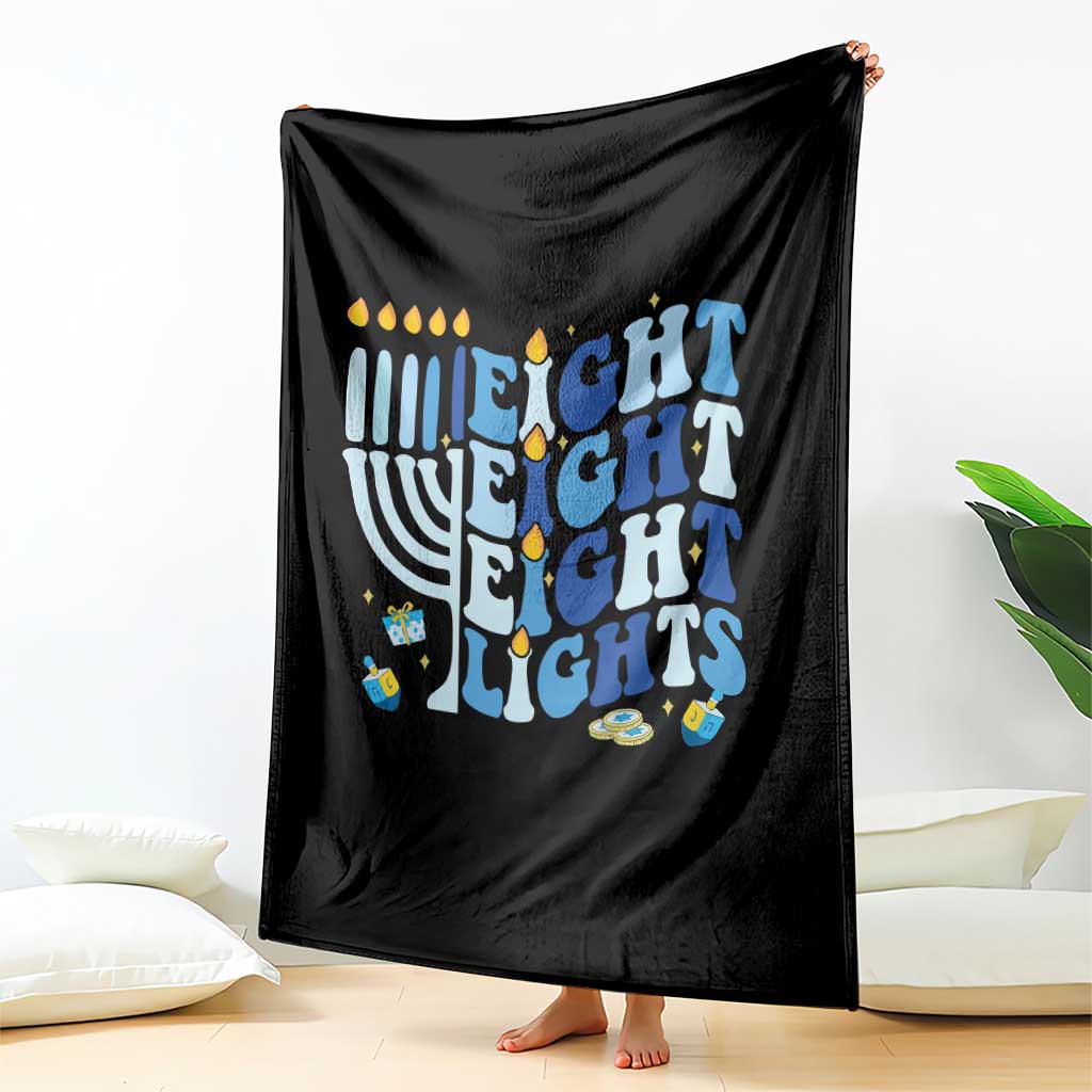 Happy Hanukkah Throw Blanket Retro Groovy Eight Nights and Eight Lights - Wonder Print Shop