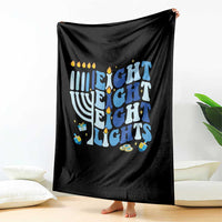 Happy Hanukkah Throw Blanket Retro Groovy Eight Nights and Eight Lights - Wonder Print Shop