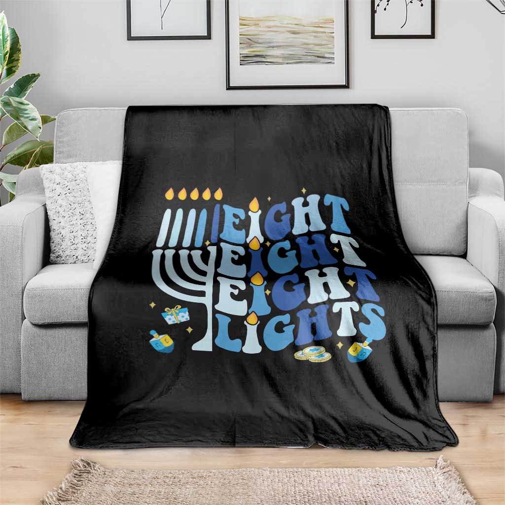 Happy Hanukkah Throw Blanket Retro Groovy Eight Nights and Eight Lights - Wonder Print Shop