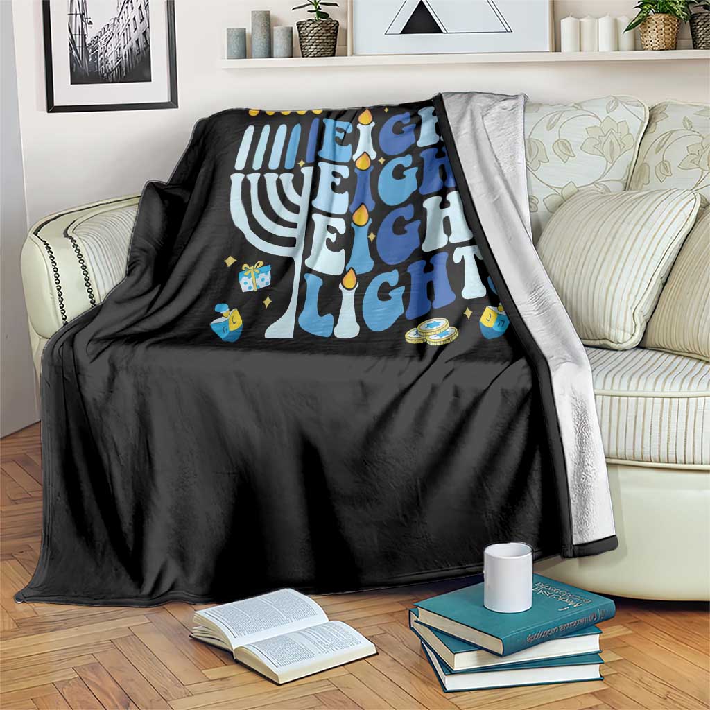 Happy Hanukkah Throw Blanket Retro Groovy Eight Nights and Eight Lights - Wonder Print Shop