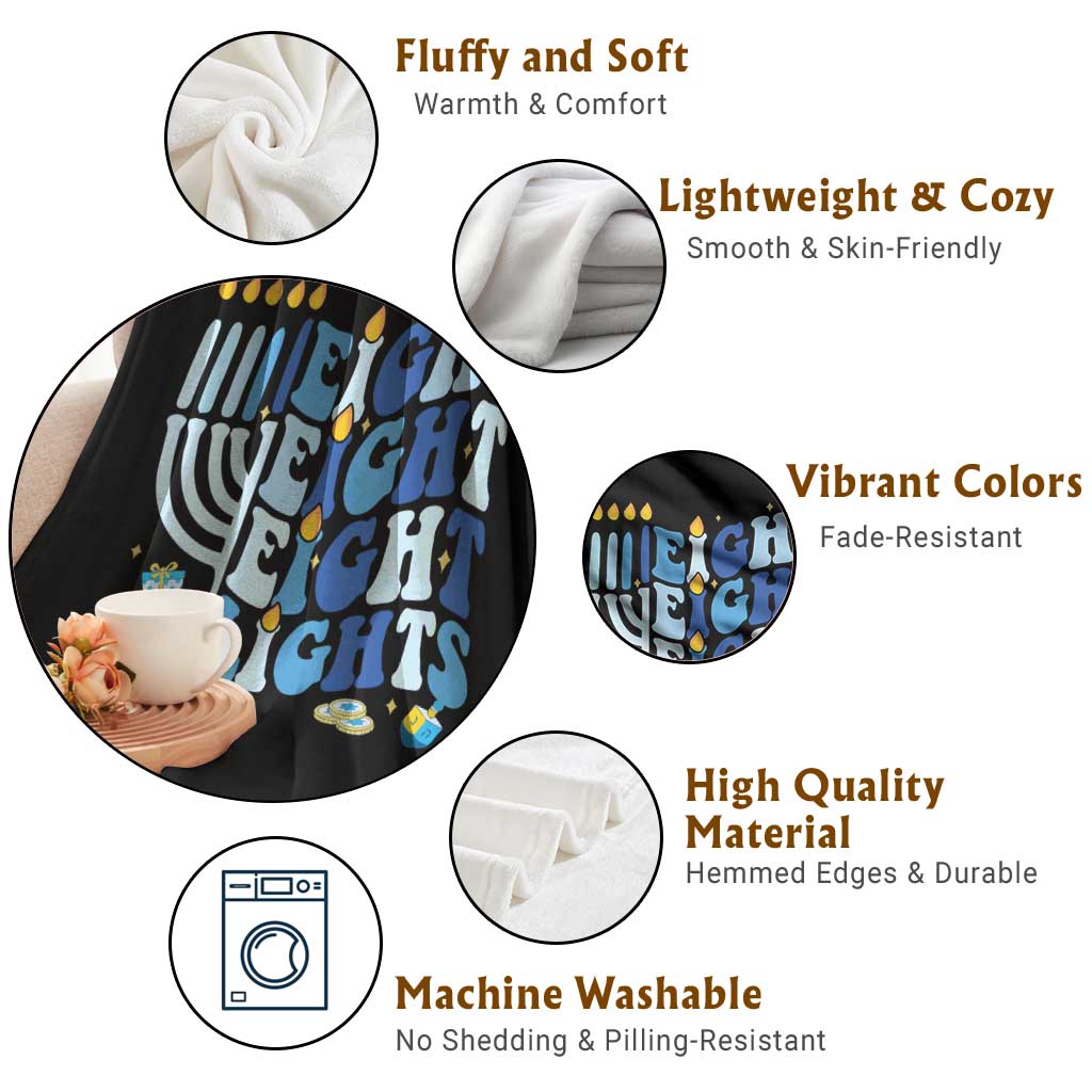 Happy Hanukkah Throw Blanket Retro Groovy Eight Nights and Eight Lights - Wonder Print Shop
