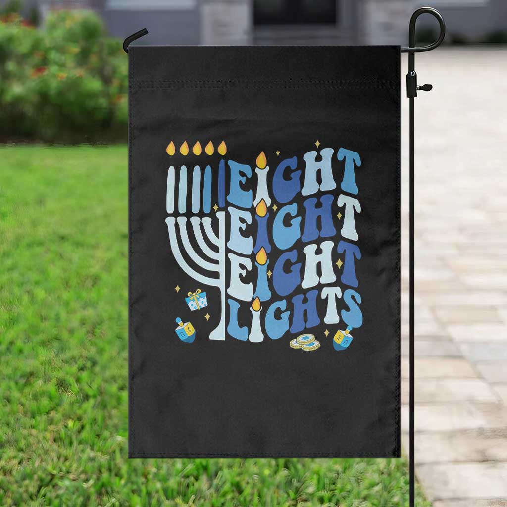 Happy Hanukkah Garden Flag Retro Groovy Eight Nights and Eight Lights - Wonder Print Shop