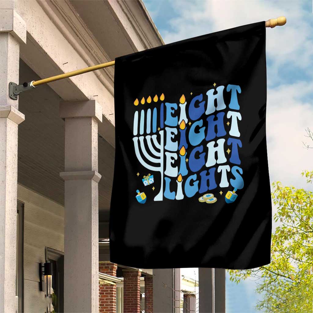 Happy Hanukkah Garden Flag Retro Groovy Eight Nights and Eight Lights - Wonder Print Shop