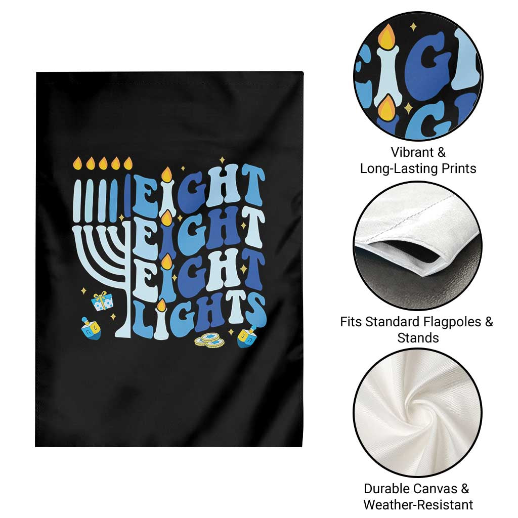 Happy Hanukkah Garden Flag Retro Groovy Eight Nights and Eight Lights - Wonder Print Shop