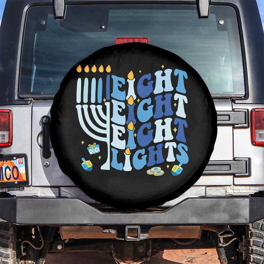 Happy Hanukkah Spare Tire Cover Retro Groovy Eight Nights and Eight Lights - Wonder Print Shop