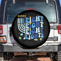 Happy Hanukkah Spare Tire Cover Retro Groovy Eight Nights and Eight Lights - Wonder Print Shop