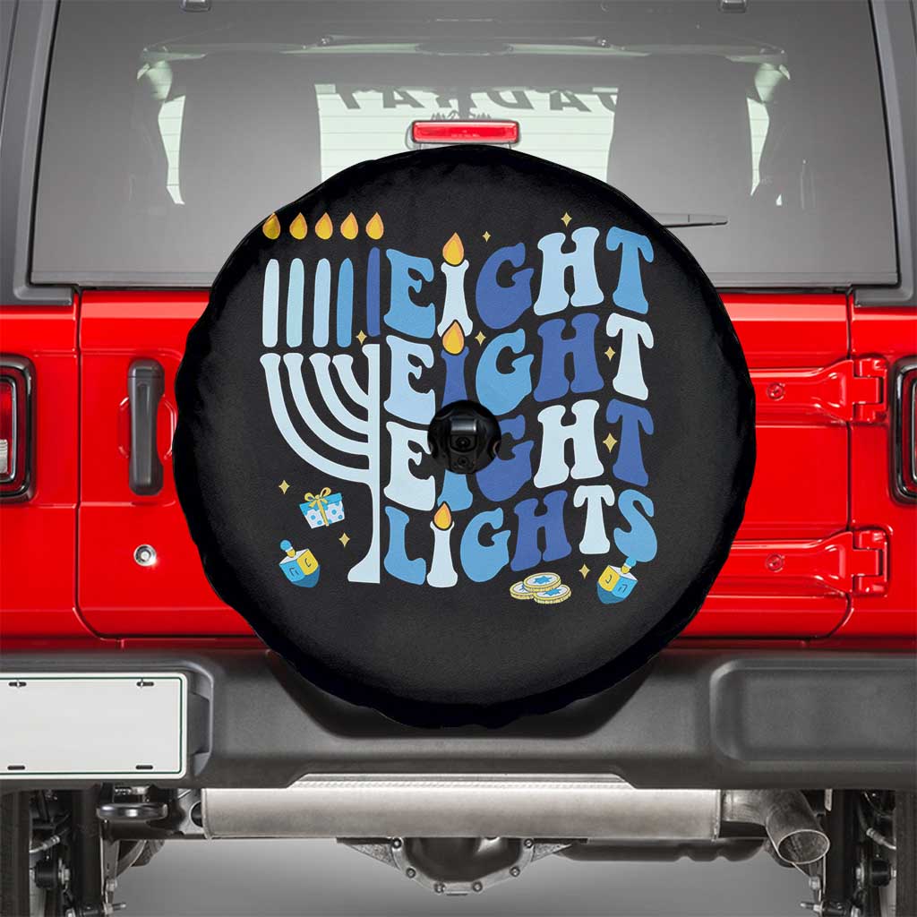 Happy Hanukkah Spare Tire Cover Retro Groovy Eight Nights and Eight Lights - Wonder Print Shop
