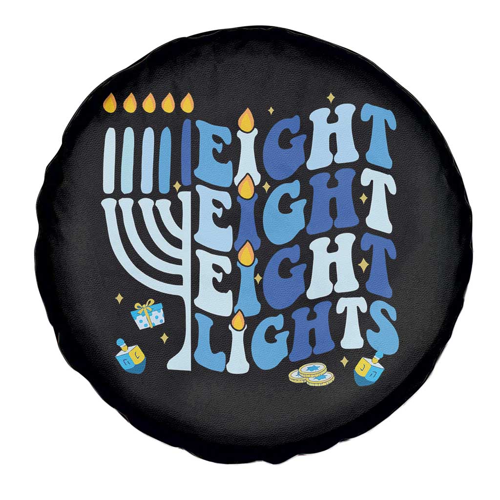Happy Hanukkah Spare Tire Cover Retro Groovy Eight Nights and Eight Lights - Wonder Print Shop