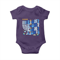 Happy Hanukkah Baby Onesie Retro Groovy Eight Nights and Eight Lights - Wonder Print Shop