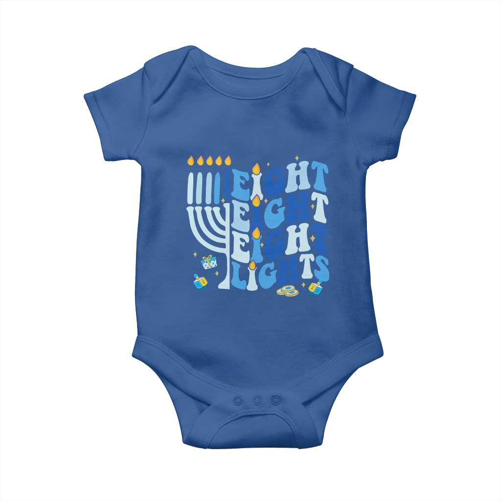 Happy Hanukkah Baby Onesie Retro Groovy Eight Nights and Eight Lights - Wonder Print Shop
