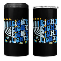 Happy Hanukkah 4 in 1 Can Cooler Tumbler Retro Groovy Eight Nights and Eight Lights - Wonder Print Shop
