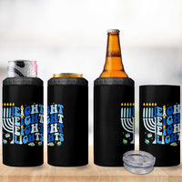 Happy Hanukkah 4 in 1 Can Cooler Tumbler Retro Groovy Eight Nights and Eight Lights - Wonder Print Shop