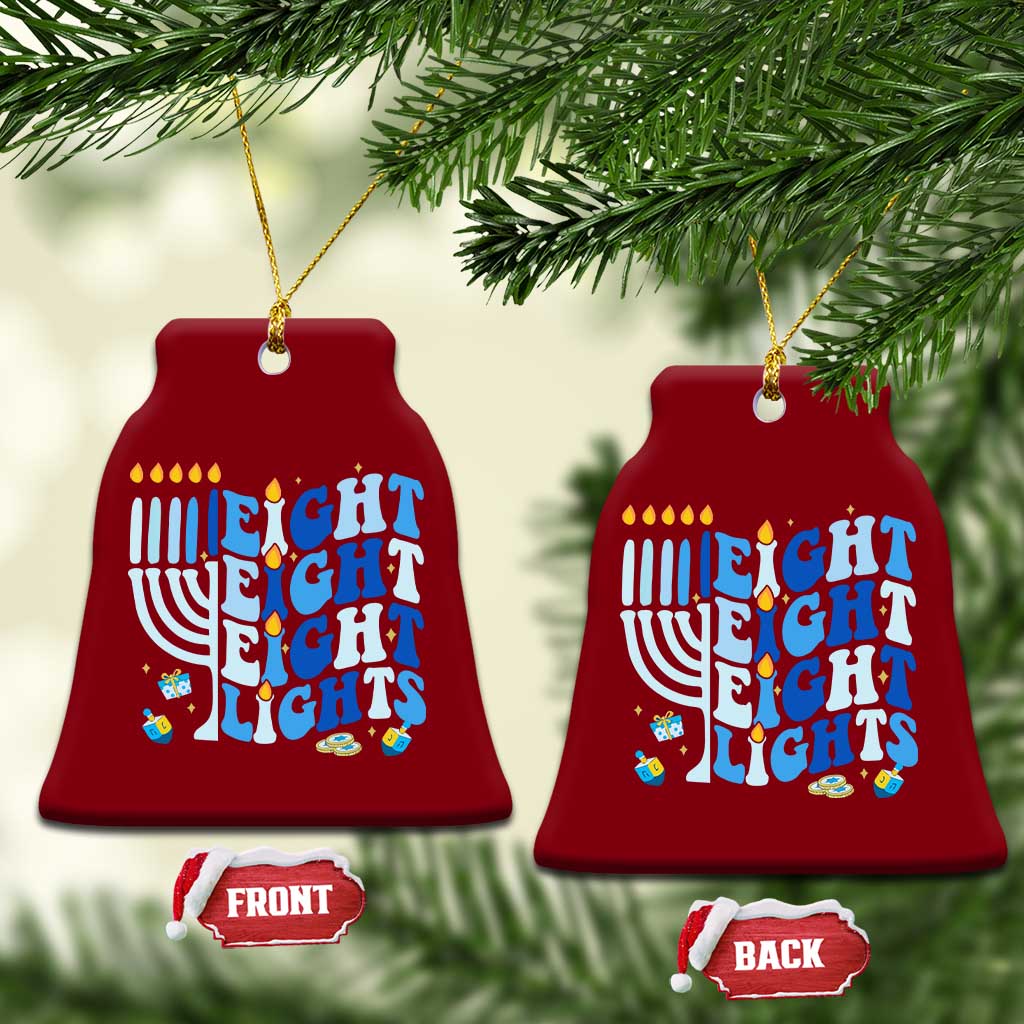Happy Hanukkah Ceramic Ornament Retro Groovy Eight Nights and Eight Lights - Wonder Print Shop