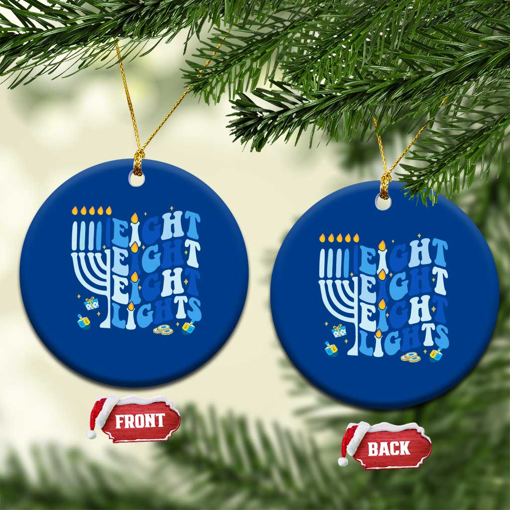 Happy Hanukkah Ceramic Ornament Retro Groovy Eight Nights and Eight Lights - Wonder Print Shop