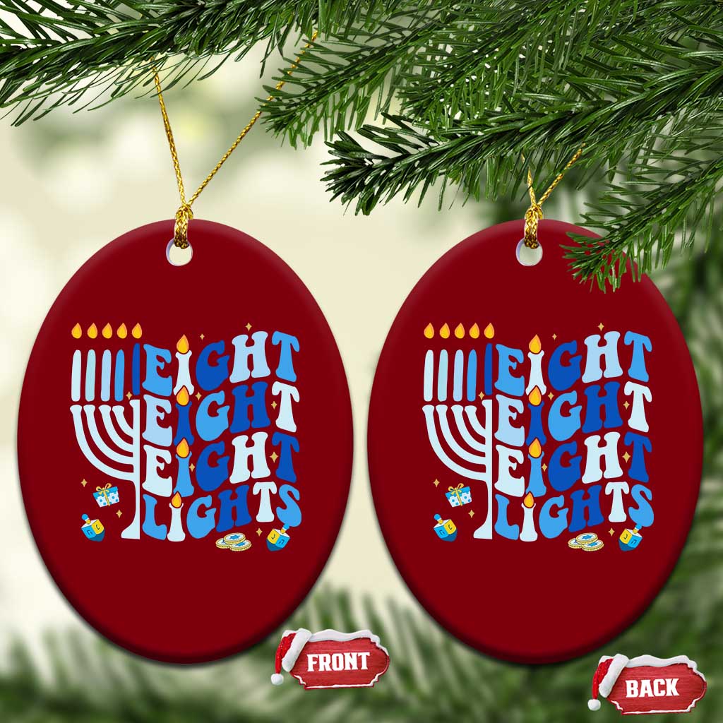Happy Hanukkah Ceramic Ornament Retro Groovy Eight Nights and Eight Lights - Wonder Print Shop
