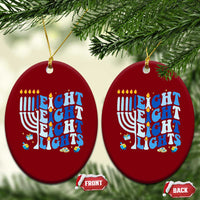 Happy Hanukkah Ceramic Ornament Retro Groovy Eight Nights and Eight Lights - Wonder Print Shop