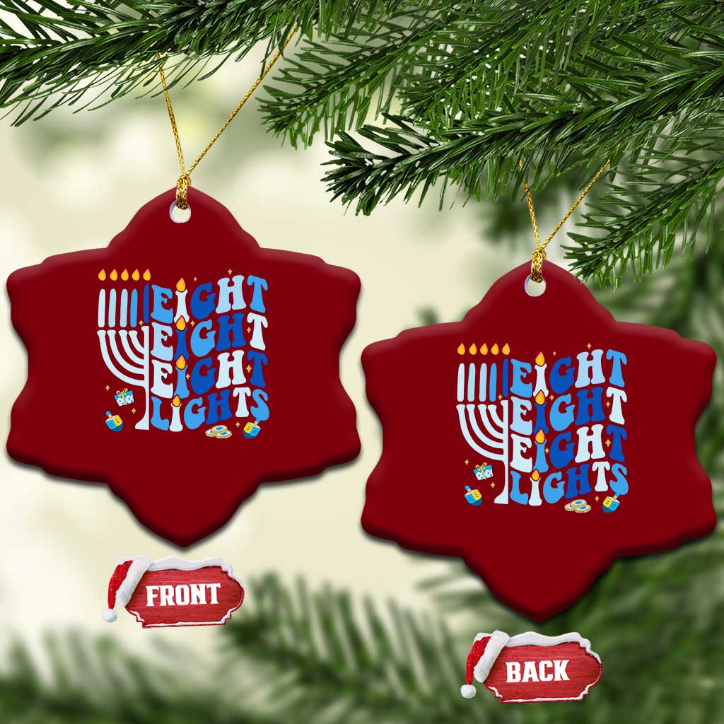 Happy Hanukkah Ceramic Ornament Retro Groovy Eight Nights and Eight Lights - Wonder Print Shop