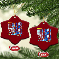Happy Hanukkah Ceramic Ornament Retro Groovy Eight Nights and Eight Lights - Wonder Print Shop