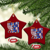 Happy Hanukkah Ceramic Ornament Retro Groovy Eight Nights and Eight Lights - Wonder Print Shop