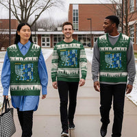 Happy Hanukkah V-Neck Knit Sweater Vest Retro Groovy Eight Nights and Eight Lights - Wonder Print Shop