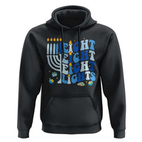 Happy Hanukkah Hoodie Retro Groovy Eight Nights and Eight Lights - Wonder Print Shop