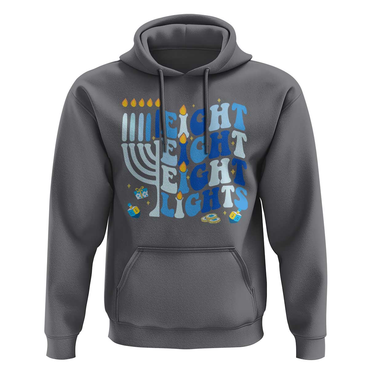 Happy Hanukkah Hoodie Retro Groovy Eight Nights and Eight Lights - Wonder Print Shop