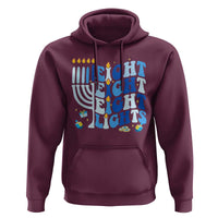 Happy Hanukkah Hoodie Retro Groovy Eight Nights and Eight Lights - Wonder Print Shop