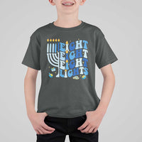 Happy Hanukkah T Shirt For Kid Retro Groovy Eight Nights and Eight Lights - Wonder Print Shop