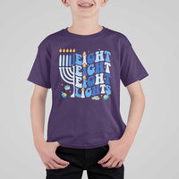 Happy Hanukkah T Shirt For Kid Retro Groovy Eight Nights and Eight Lights - Wonder Print Shop