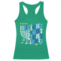Happy Hanukkah Racerback Tank Top Retro Groovy Eight Nights and Eight Lights - Wonder Print Shop