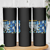 Happy Hanukkah Skinny Tumbler Retro Groovy Eight Nights and Eight Lights - Wonder Print Shop