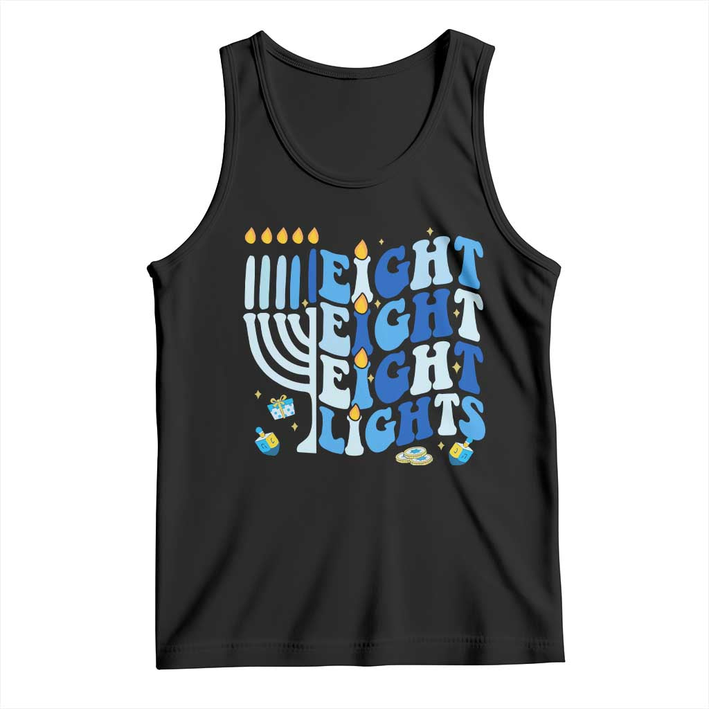 Happy Hanukkah Tank Top Retro Groovy Eight Nights and Eight Lights - Wonder Print Shop