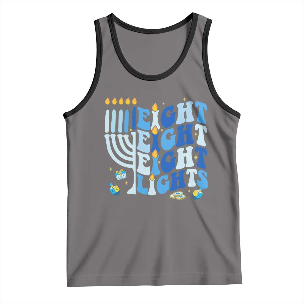 Happy Hanukkah Tank Top Retro Groovy Eight Nights and Eight Lights - Wonder Print Shop