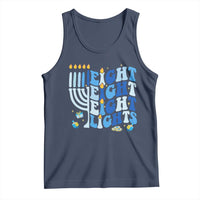 Happy Hanukkah Tank Top Retro Groovy Eight Nights and Eight Lights - Wonder Print Shop