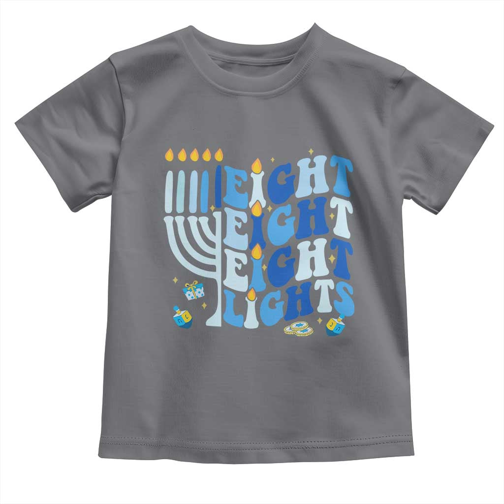Happy Hanukkah Toddler T Shirt Retro Groovy Eight Nights and Eight Lights - Wonder Print Shop