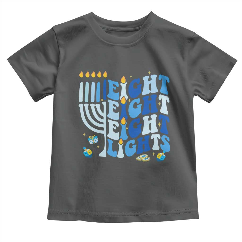 Happy Hanukkah Toddler T Shirt Retro Groovy Eight Nights and Eight Lights - Wonder Print Shop