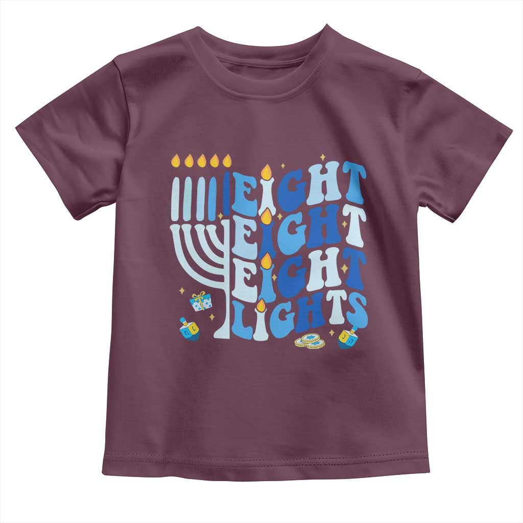 Happy Hanukkah Toddler T Shirt Retro Groovy Eight Nights and Eight Lights - Wonder Print Shop
