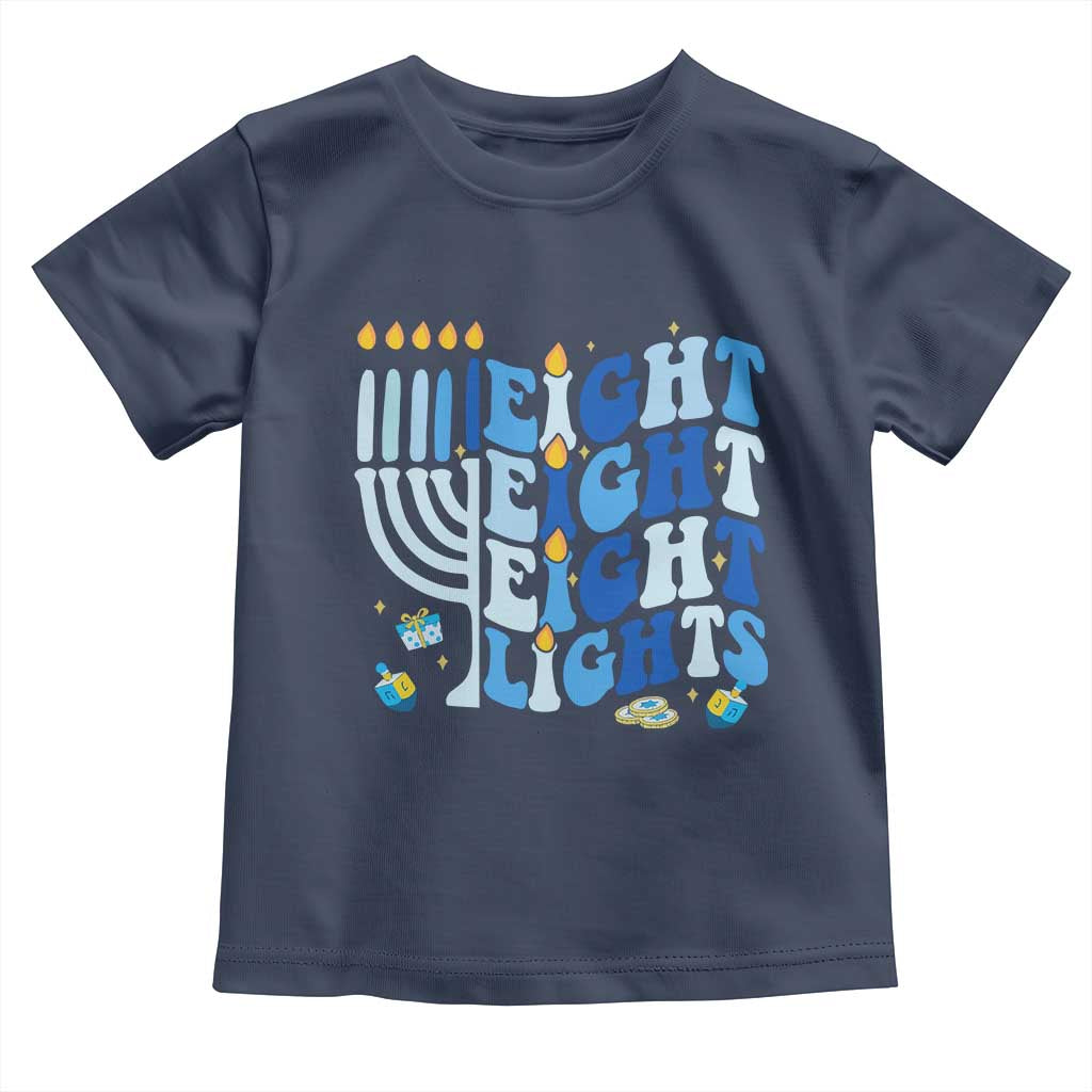 Happy Hanukkah Toddler T Shirt Retro Groovy Eight Nights and Eight Lights - Wonder Print Shop