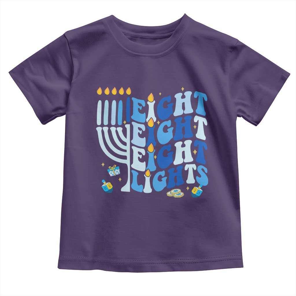 Happy Hanukkah Toddler T Shirt Retro Groovy Eight Nights and Eight Lights - Wonder Print Shop